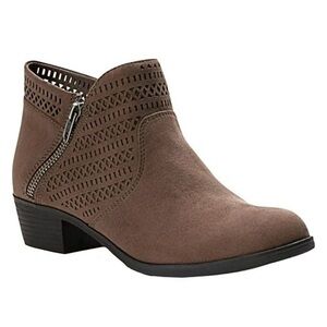 American Rag Abby Brown Faux Suede Perforated Zip Up Ankle Booties Size 8